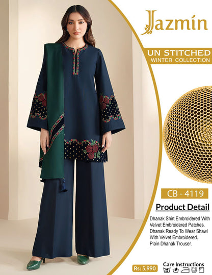 Best Quality Air jet Dhanak Fabric With Velvet Work